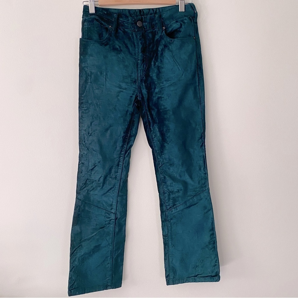 Free People Green Velvet Boot Cut Crop Pants​​​​​​​